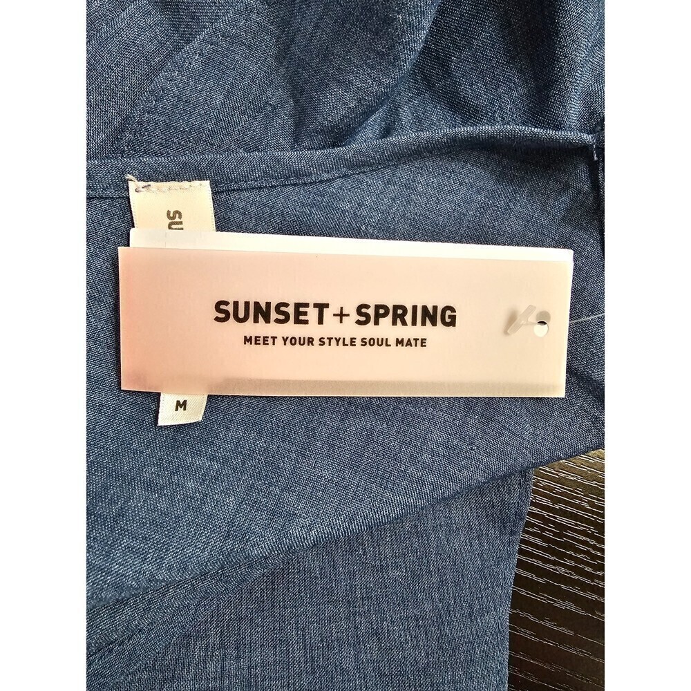 Sunset+Spring Ruffle Off the Shoulder Romper Blue Size Medium - Picture 8 of 8